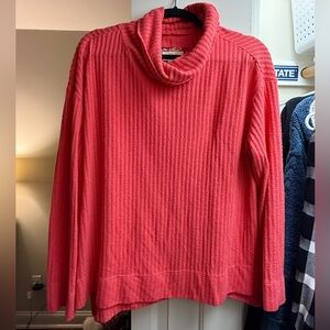 Anthropologie Vibrant coral Cowl Neck Sweater